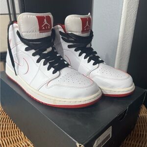 Jordan High-Top Sneakers in White and Red